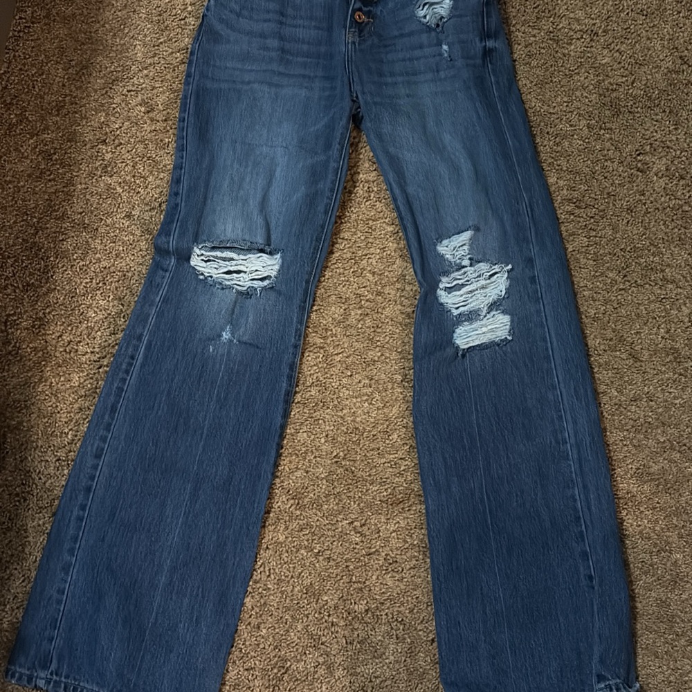 KanCan Distressed Flare Jeans in Blue